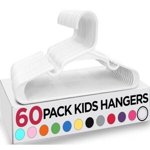 Kids White Clothes Hangers - 60 Pack